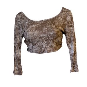 Fashion Dazzle Women’s‎ Large Brown Tie Dyed Long sleeve Crop Top NWT